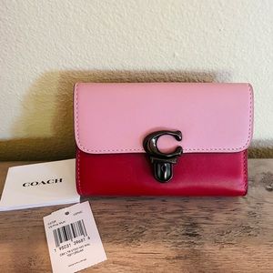 Coach colorblock studio wallet pink medium